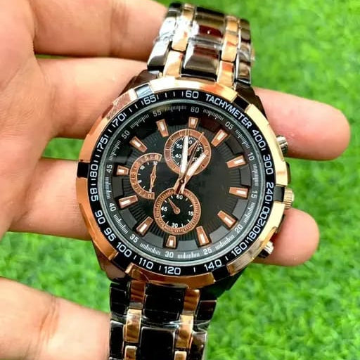 Lumen Watch – Black with Light Golden Strap